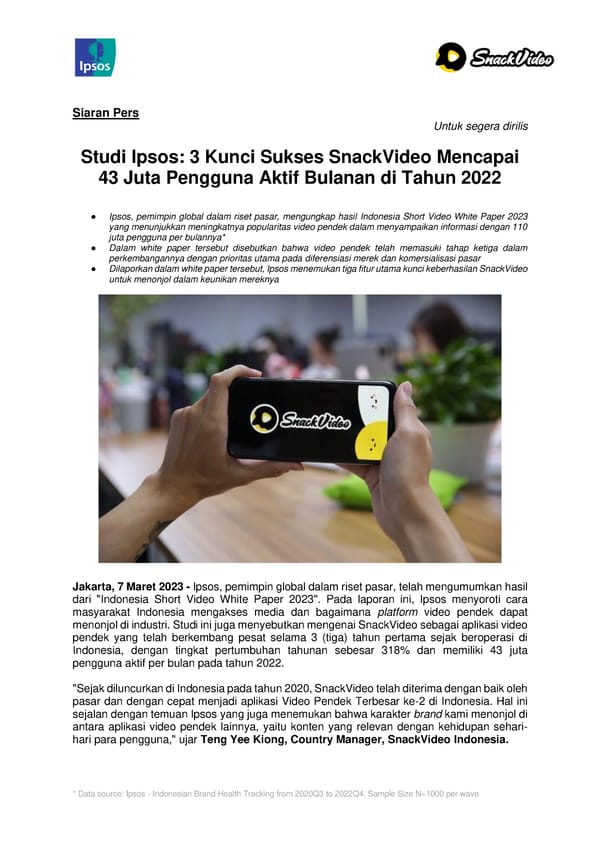 Press Release Ipsos Snack Video - Page 1